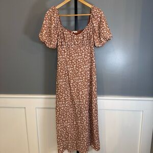 Z Supply Brown Floral Midi Dress